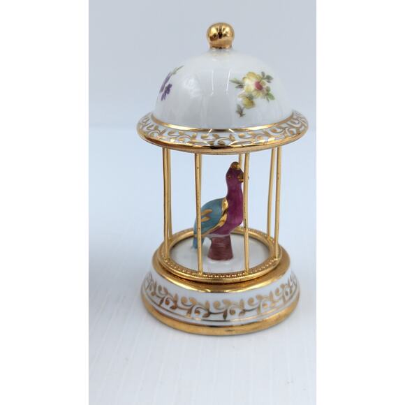 Limoges France Gilded Hand Painted & Transferware Porcelain Bird Cage 4" - Picture 2 of 10